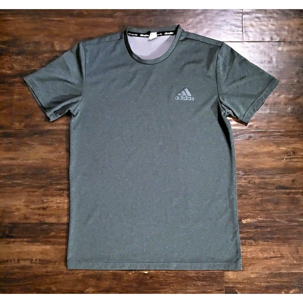 adidas Climacool T-Shirt Mens S Green Short Sleeve Crew Neck Breathable Logo